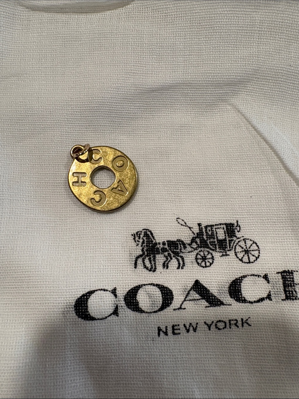 Coach Hammered Brass Logo Charm